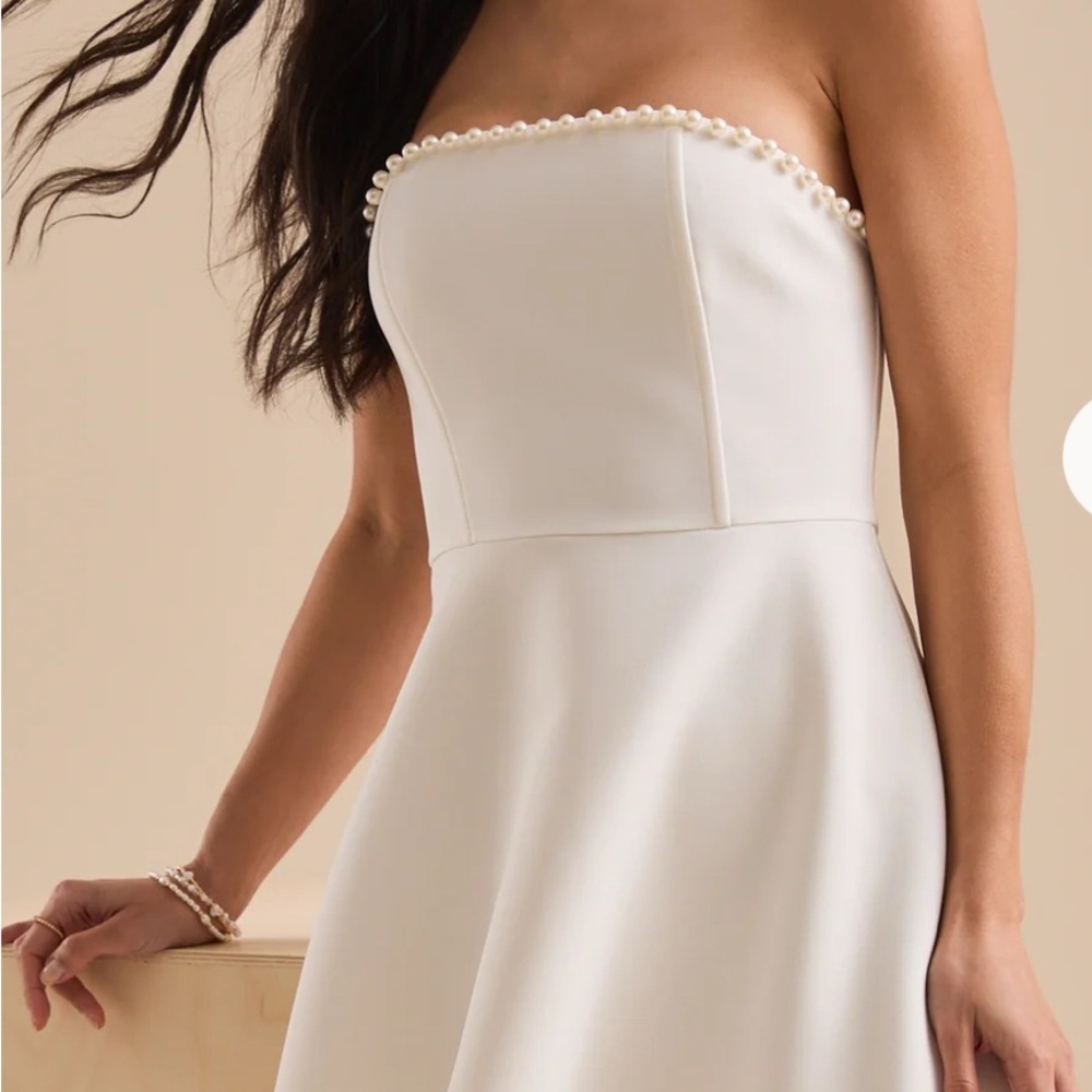 Altar'd State Strapless Dress with Pearl Detail